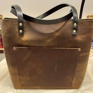 NEW Portland Leather Canyon Large Zip Tote